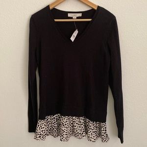 NWT Loft V neck ruffle sweater